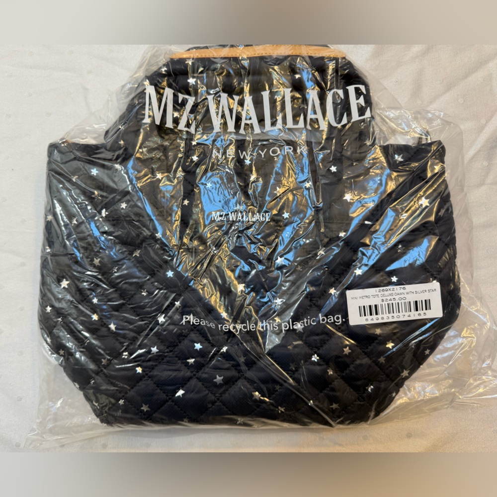 MZ Wallace Quilted Tote in Navy with Star Design - Picture 6 of 7